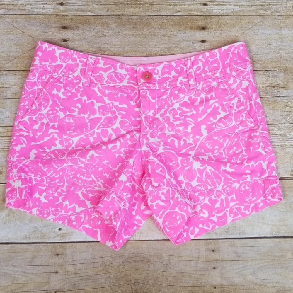 Lilly Pulitzer Pink and White Floral Print Shorts